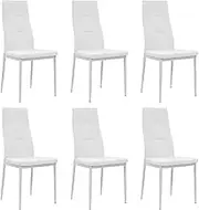 Dining Chairs 6 pcs White Faux Leather Kitchen Chair