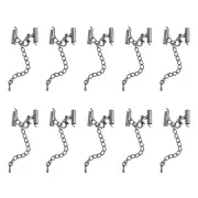 10Sets Slide on End Clasps, 13mm Tube Slider Crimp Cord Ends, Metallic Black