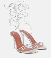[Amina Muaddi] Amina Muaddi Lori 95 metallic leather sandals AU 9 silver