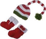 OSALADI 1 Set Christmas Photography Kit Boy Outfit Diapers Christmas Knitted Beanie Hat Grandad Newborn Black Hat Photoshoot Hats Caps Beanies Winter Plush Yarn