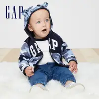 在飛比找蝦皮商城優惠-Gap 嬰兒裝 Logo小動物印花刷毛連帽外套-藍色迷彩(3
