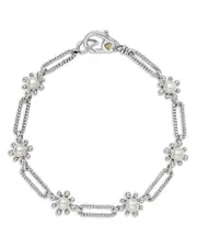 Lagos Sterling Silver Luna Cultured Pearl Fleur Link Bracelet