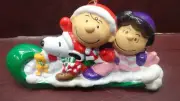 Peanuts Christmas Ornament Snoopy Charlie Brown Lucy Woodstock on Toboggan Sled