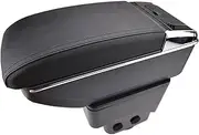 Storage Box Center Console Dual Layer PU Leather Armrest Arm Rest Tray, for Ford, for Ecosport, 2013-2017 Vehicle armrest Compartment﻿(Black Thread)