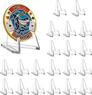 LuluCircle Acrylic Coin Display Stands, Challenge Coins Holders, Mini Easel Holders, Display Stand for Sports Cards, Casino Chips, Poker Guards, Greeting Cards, Challenge Medallions, AA Coins 1.4