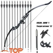 54" Archery Recurve Bow and Arrows SET for Target Hunting Bow 20/30/40/55lbs