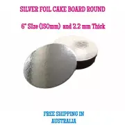 6" Inch Cardboard Cake Board Round Silver Thickness 2mm Premium Board cakeboards