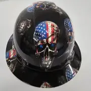 full brim VENTED hard hat custom hydro dipped IN AMERICAN FOREVER TILL DEATH ☠