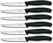 Victorinox Steak Knife Wavy Edge Pointed Steak Knife, Black, 6.7233.6