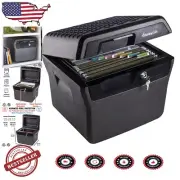 Premium Dark Gray Fireproof Lock Safe with Carrying Handles - 0.66 ft³ Capacity