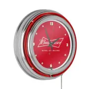 Unbranded Wall Clocks Budweiser Red Bow Tie Lighted Analog Neon Round 2-Lights