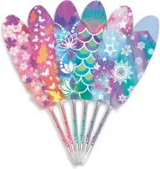 Quill Feather Pen Counter Display- Set of 24 Multi-Coloured Pencils- Creative Wr