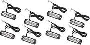 Mellisso 8Pcs 4 LED Amber Recovery Strobe Lights 12V 24V Orange Grill Breakdown Flashing