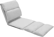 Folding Floor Chair Light Grey Microfibre - Comfortable Chaise Longue for Living Room, Bedroom & Outdoor - Durable 100% Polyester - Space Saving Design for Small Spaces