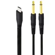 Type C to Dual 6.35mm Male TS Audio Cable USB to 1/4" Cord Y Splitter Speaker