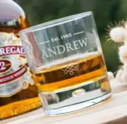 Birthday Scotch Glass - Personalised Engraved Name Whiskey Bourbon 30th 40th
