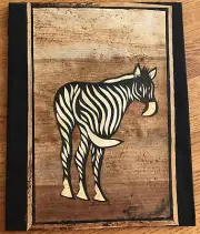 ART WORK African Zebra Banana Leaf Picture Decor 8”x 10” TARAJA “GIVING HOPE”