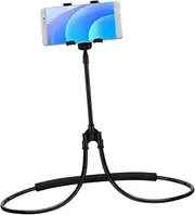KICHOUSE 1Pc Flexible Mobile Phone Holder U Shape Neck Hanging Phone Bracket for Hands Use Lazy Person Stand for Live Streaming Desktop Use Black