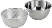 Shimomura Co., Ltd. 43204 Tsubamesanjo Deep and Easy to Use, Bowl & Colander, 8.3 inches (21 cm), Made in Japan, Clogging, Punching Monkey, Easy to Mix, Vegetable Drainer, Preparation, Stainless Steel