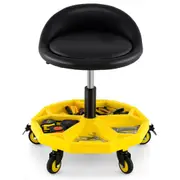 Costway Rolling Workshop Garage Seat Stool Creeper Seat w/Tool Tray Storage Mechanic Stool Repair 160kg Capacity