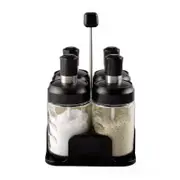 Catzon Portable 4-Jar Seasoning Organizer Rack Built-in Spoon Moisture-Proof-ABS Lid