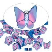 50 Fimo Clay Double Sided Pink & Blue 8mm-10mm Butterfly Beads *