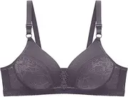 [Generic] Black Sports Bra Sticky Inserts Small Ladies Bras Front Fastening Wired Strapless White Elderly Backless Lace Trendy Lane Women's Non Plus Size with Clear Back High Support Running (Grey, 80B)