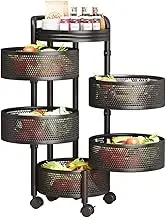 FOTOEV 360 Rotatable Kitchen Vegetable Shelf Multi-Functional Floor Dedicated to Put Vegetables Fruit and Vegetable Basket Storage Rack (Size : Diameter 38cm)