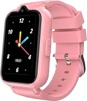 Spodus Kids Smart Watch for Ages 5-12 Boys and Girls with GPS Tracker 4G Call SOS Video Camera Waterproof Touch Screen Alarm Clock Kids Watch for Kids Toddlers Ages 6 7 8 9 10 (Pink)