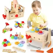Kids Tool Set, Wooden Toddler Tool Set with Tool Box/Bench, Montessori Toys for