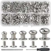 YORANYO 120 Sets round Head Button Stud Assorted Sizes Button Screw Stud for Lea