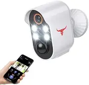 HubFlashy 1080p Wireless Security Camera with Spotlights for Indoor Outdoor Use, Bullet Surveillance Cam, AI Human Detection, 2-Way Talk, Night Vision, Cloud Storage, 2.4G WiFi (4 Spotlights)
