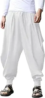 Coofandy Men Hippie Harem Pants Baggy Linen Boho Yoga Casual Drop Crotch Trouser