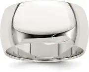 [JewelryWeb] 925 Sterling Silver Polished Engravable 10mm Half Round Band Ring Jewelry Gifts for Women - Ring Size Options Range: H to Z