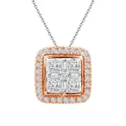 0.5 CT. T.W. Composite Natural Diamond Square Frame Pendant in 14K Two-Tone Gold