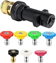 Pressure Washer Adapter Compatible for Karcher K2 K3 K4 K5 K6 K7 Kärcher Handgun,1/4" Quick Connect Female Fitting with 7 Power Nozzle Tips Multi-Degree,2.5 GPM 3000 PSI