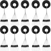 1200 Pieces Fishing Rubber Bobber Beads Stopper 6 in 1 Black Float Sinker Stops