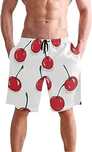 [XYMZR] Red Cherry Seamless Men's Swim Trunks Quick-Dry Bathing Suit Swimming Board Shorts S