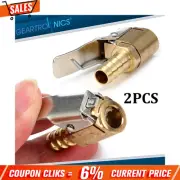 2x 8mm Open Flow Air Chuck with Lock Connector Tire Inflator Valve and Clamp US!