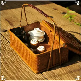 手工竹編藤編提籃多層食盒茶點盤茶具月餅點心籃子筐子收納筐盒子