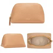 OROTON Women Small Beauty Case Anna Pebble Leather Biscotti NWT