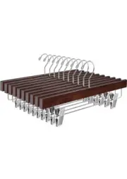 24 Dark Wood Deluxe Wooden Pants Hangers Bottom Hanger Retro