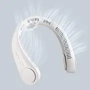 Portable Neck Fan, Hands Free Bladeless Fan, Battery Operated Wearable Personal Fan, Rechargeable, 3 Speeds,3 Turbo Motors, 79 Air Outlets, 360° Cooling Fan, USB Powered Hanging Fans(White)