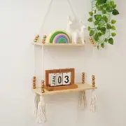 Boho Macrame Wall Hanging Shelf Wall Decor for Indoor Bedroom Living Room