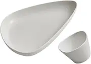 SECFOU Dessert Plates Porcelain Dinnerware Set Modern Salad Trays Sauce Cups Suitable for Steak Pasta and Everyday Meals Dishwasher Safe