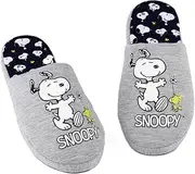 [Peanuts] Snoopy Women's Slippers | Winter Xmas Holiday Classic Cartoon Snoopy and Woodstock Character Kidult Merchandise