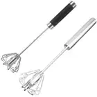 Semi-automatic Mixer Egg Beater Self Turning Stainless Steel Whisk Hand Blen~