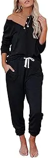 [Saeklia] Cozy 2 Piece Outfits Lounge Sets for Womens Loungewear Long Sleeve Tops and Joggers Sweatpants Track Sweat Suits Sets