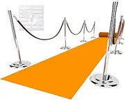 Halloween Customization Orange Carpet Runner for Party, 2.6X15 ft, 130 GSM Felt with 5 types of 40pcs Halloween element decorations & Double-Sided Tape, Costume Party Decos, Orange Runway Rug for Prom