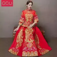 在飛比找Yahoo!奇摩拍賣優惠-天使佳人婚紗禮服------經典刺繡龍鳳掛中式結婚旗袍禮服齊